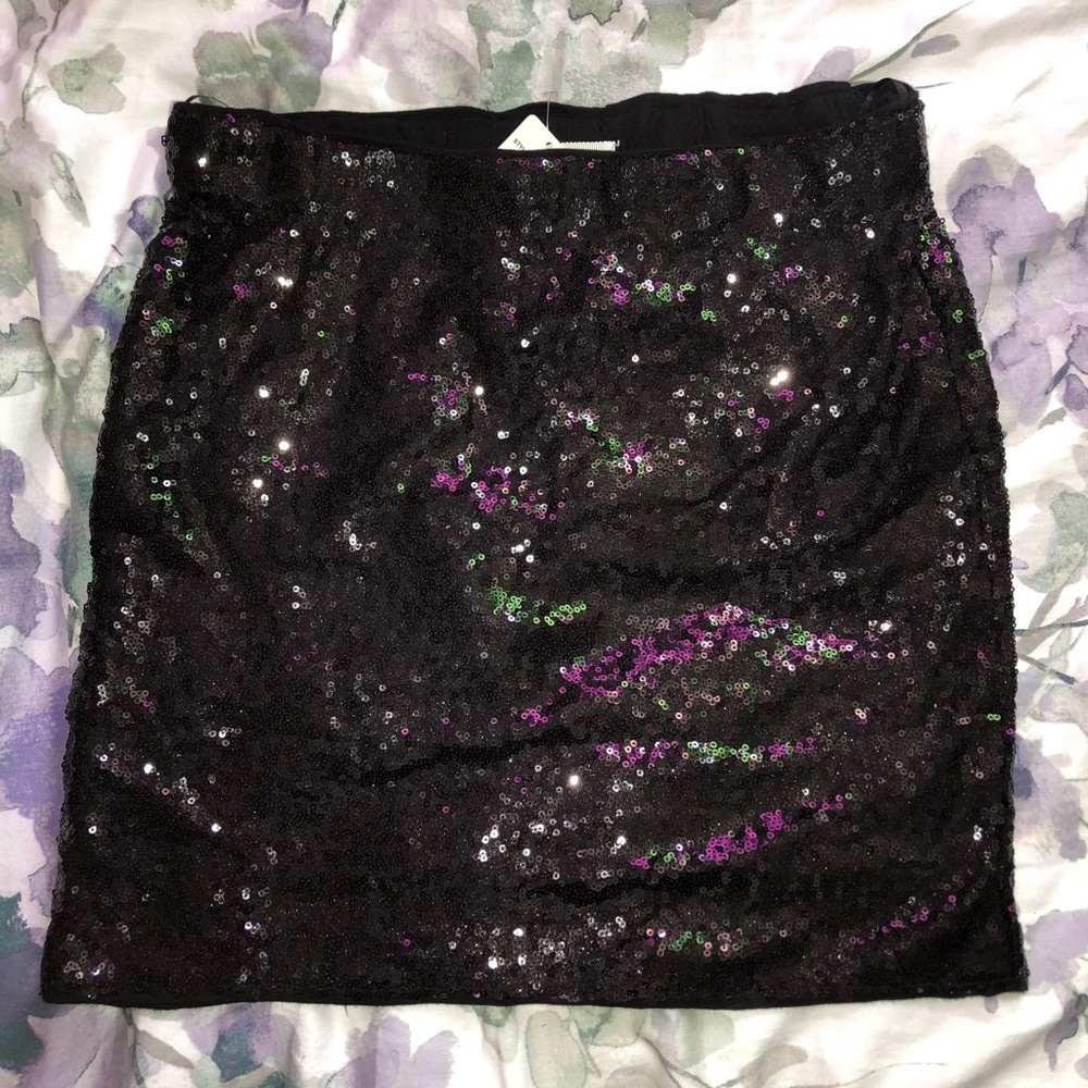 Black Sequin Mini Skirt